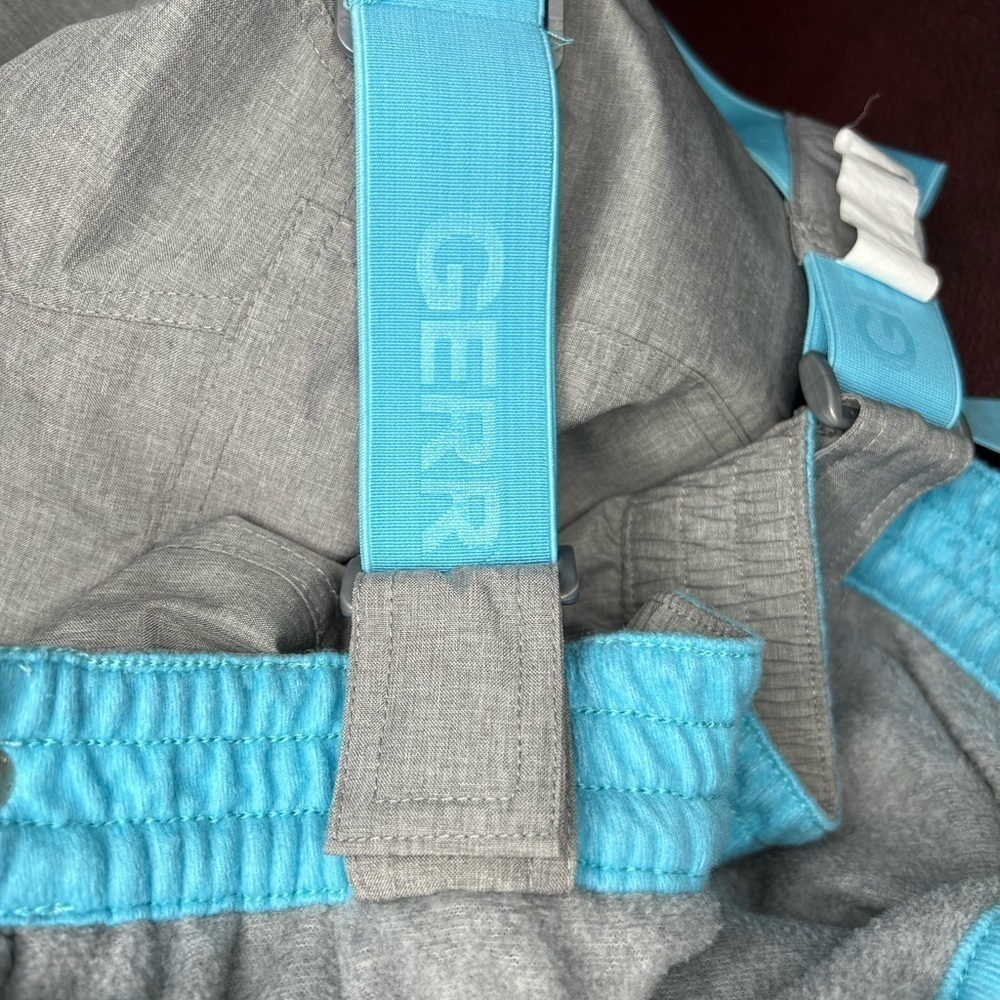 Gerry Girls Gray and Turquoise Insulated Snow Ski Pants w/Suspenders -Sz L 14/16 - Picture 9 of 15